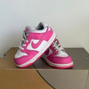 Nike Dunk Low Fuchsia Pink/White Toddler Sneakers - SZ 7 C